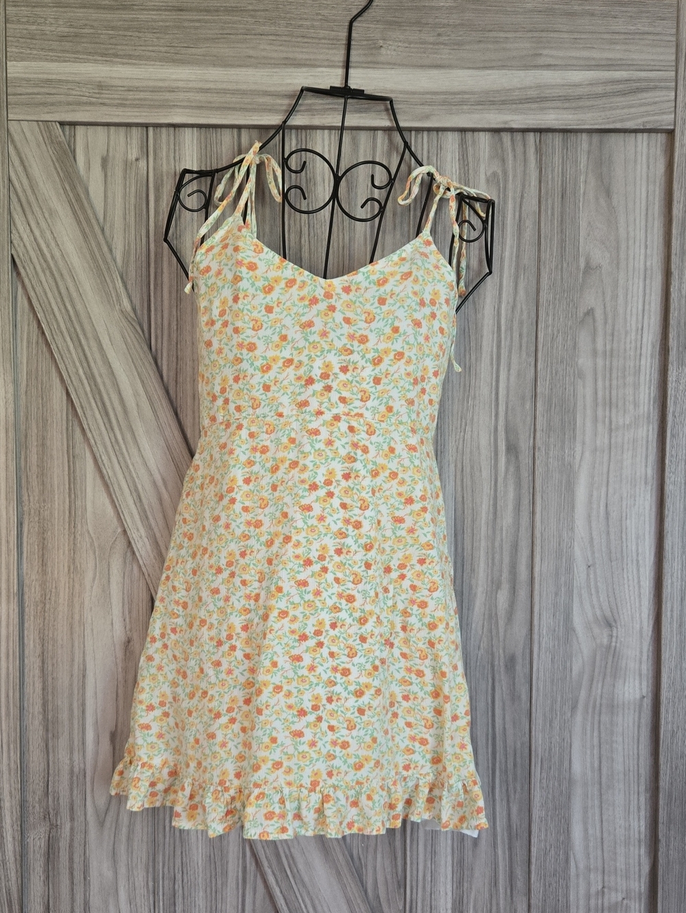 Billabong Yellow Floral Tie-Shoulder Sundress
